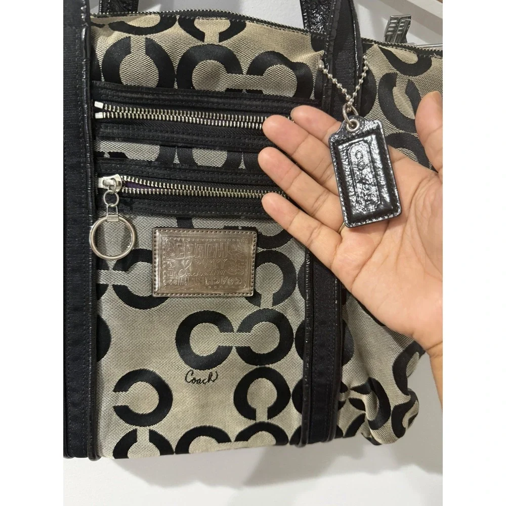 Coach Poppy Signature Black Canvas Double Handle Tote Bag, No. C1020-14530 T